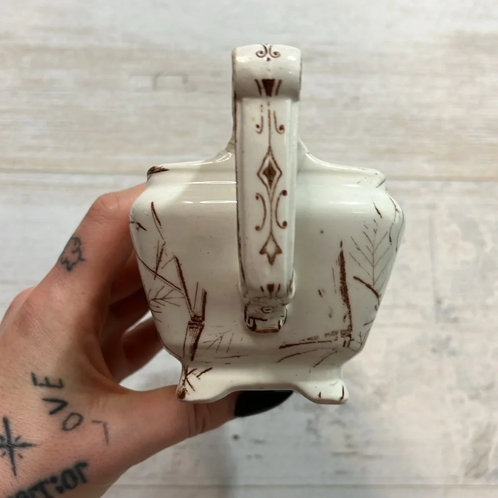 Vintage J. H Davis Chatsworth Ceramic Gravy Boat Bamboo Design